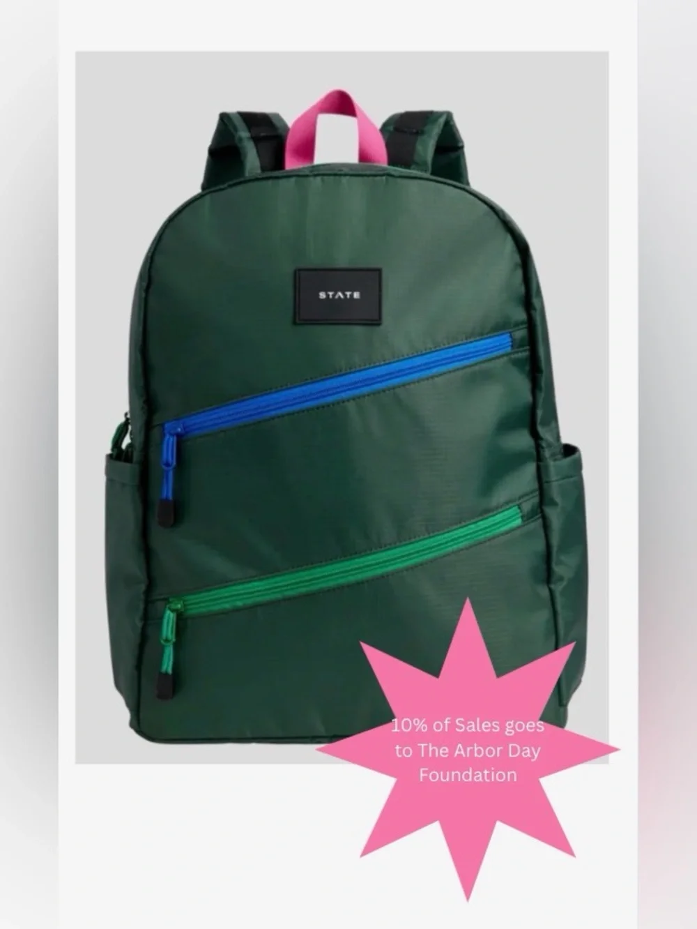 STATE Kane Kids Backpack Double Pocket in Ripstop Diagonal Zipper 7+